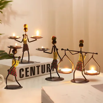 

Candle Holder Metal Candlestick Nordic Abstract Character Sculpture Home Figurines Decoration Gift Decor Art New Year Handmade