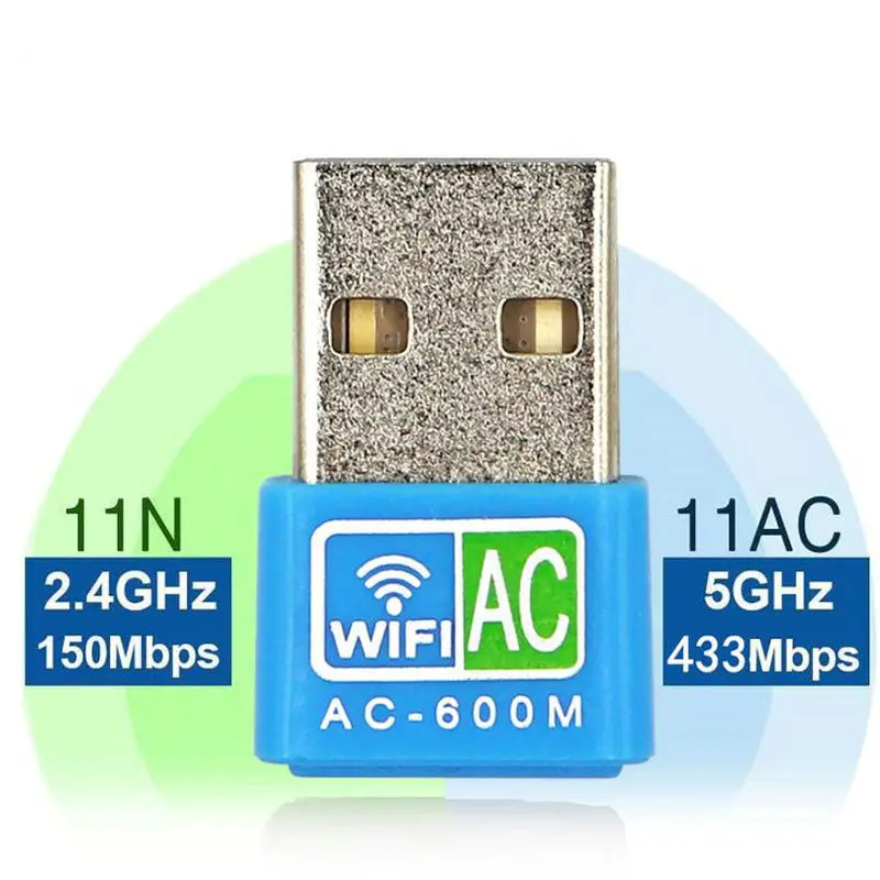 

New arrival Mini 600Mbps Wireless USB WiFi Adapter Dual Band wifi Antenna PC Network 2.4+5Ghz Card usb Lan Ethernet Receiver