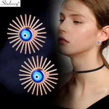 SINLEERY синие глаза Снежинка звезда серьги гвоздики желтая Золотая эмаль свадебные серьги для женщин модные ювелирные изделия ES690 SSC
