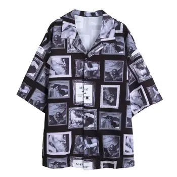 

EWQ / men's wear 2020 summer new personalized pattern printing loose men's half sleeve shirt korean fashion new tops 9Y1668