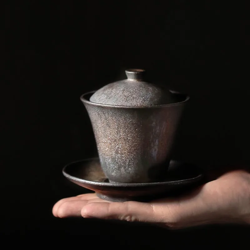 160 мл ручной работы винтажная грубая керамика Gaiwan японский стиль керамический чайный набор кунг-фу креативные чайные чашки для чая чаша мастер чашка Tureen