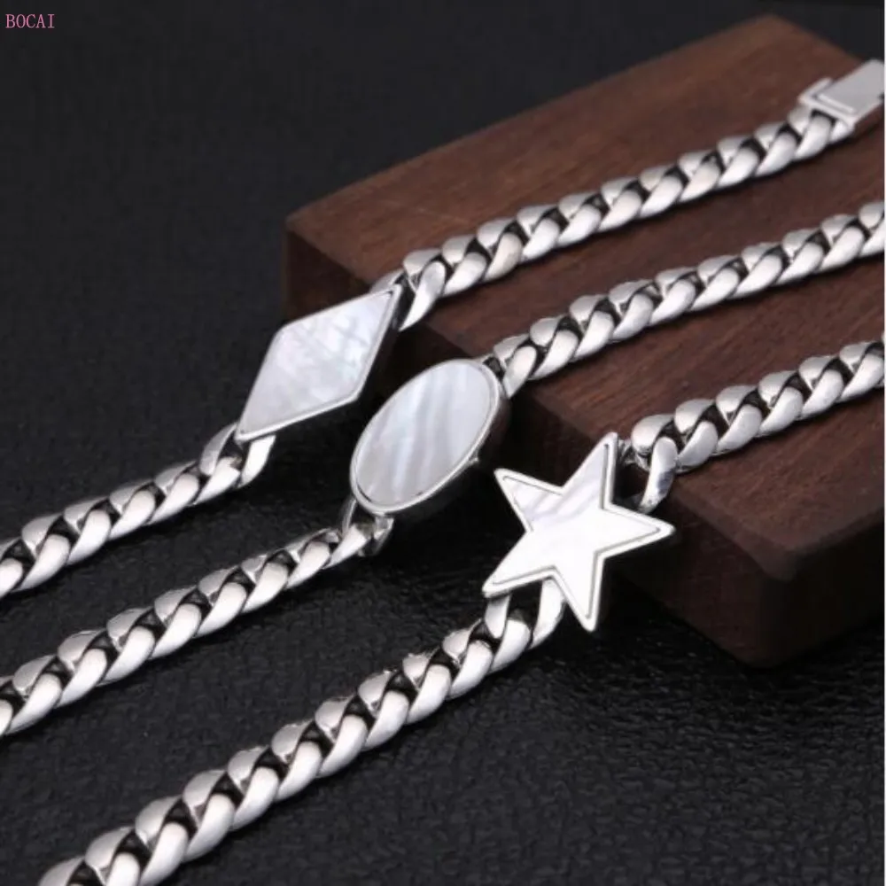 S925 чистое серебро, модное ювелирное изделие, тайское модное серебро, индивидуальная пятиконечная звезда, мужской браслет для мужчин, стиль, мода