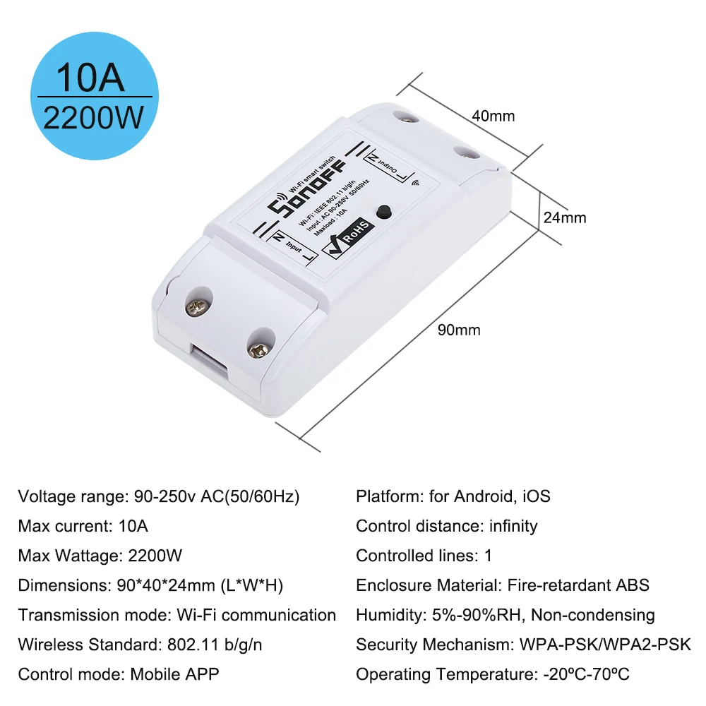 SONOFF, базовый Wifi переключатель, беспроводное приложение, дистанционное управление, Wifi переключатель, работает с Alexa для Google Home, таймер, электрические приборы