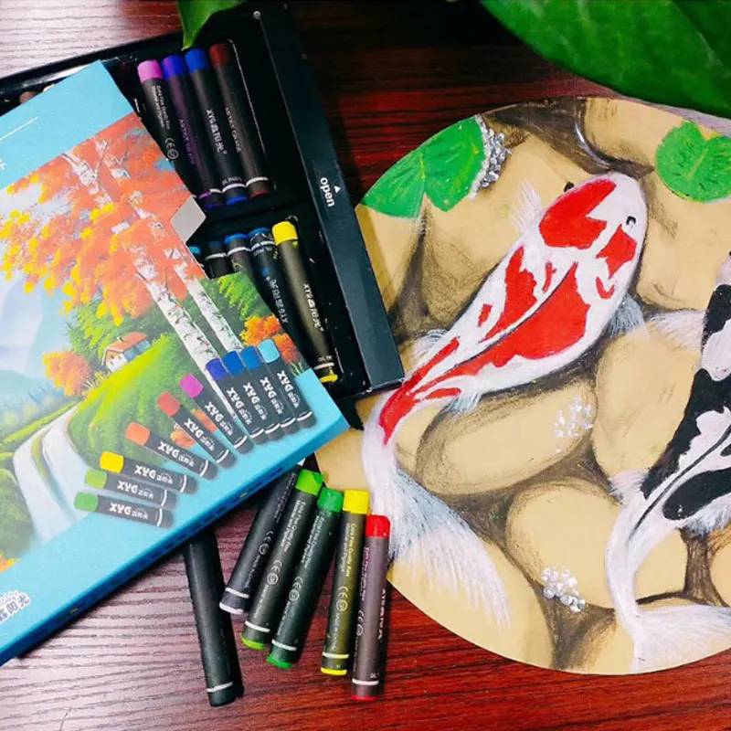 Масляная пастель для детей, экологически чистый воск с граффити, 12/24 цветов, цветной карандаш для рисования, креативная кисть с граффити Kawaii