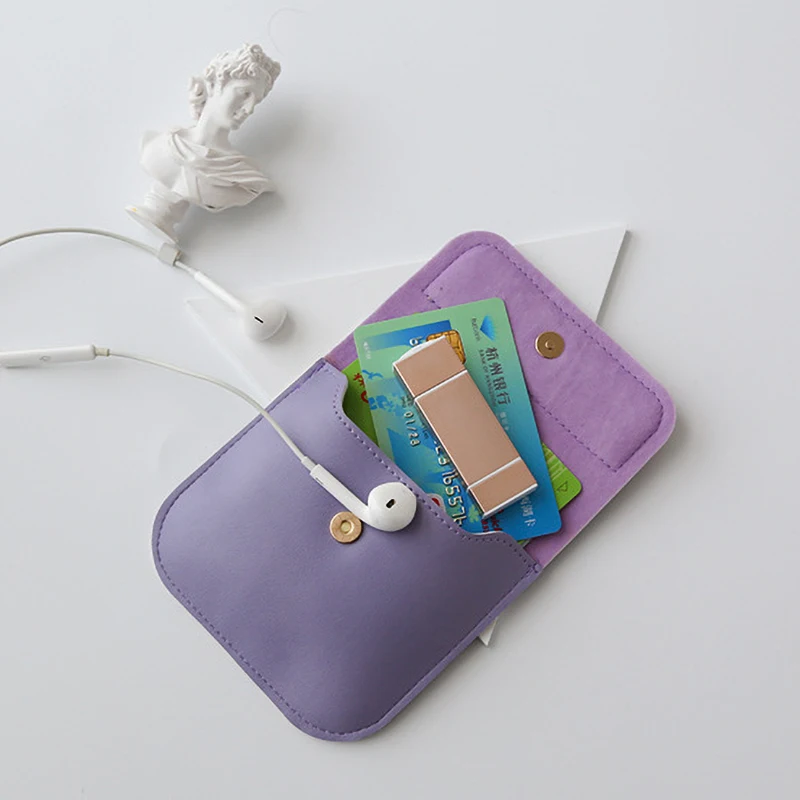 캔디 색상 여성 지갑 가방 패션 PU 가죽 가방 작은 여성 지갑 케이스 키 돈 가방 공기 포드 보호 케이스 동전 지갑