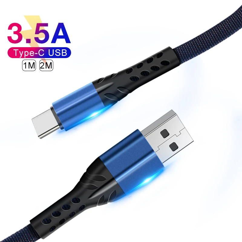 EKDME крепкий нейлоновый плетеный кабель type C USB для samsung кабель 1 м 2 м 3.5A провод для быстрого заряда type-C кабель для зарядки телефона для Xiomi