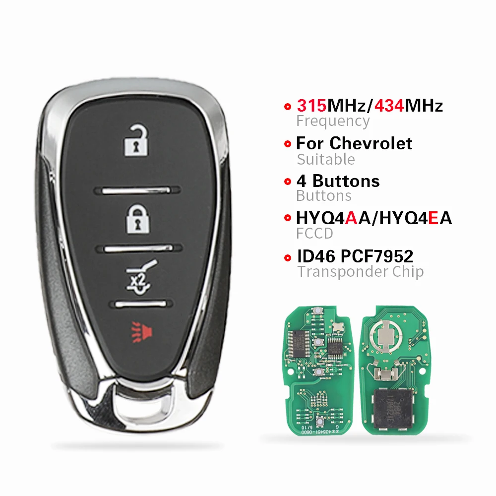 Chiave/Telecomando Per Chevrolet Camaro Equinox Cruze Malibu Spark Hyq4ea Hyq4aa 315/434mhz Id46 Pcf7952 Chip Originale - Remoto Intelligente Chevrolet - H1e0f30c0d6214872a92432b69c69de8bp