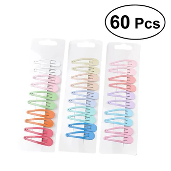 

60Pcs Children Hair Snaps Solid Color Water Droplets BB Hair Clips Headwear for Baby Kids Girls (2 Pink Boards + 2 White Boards