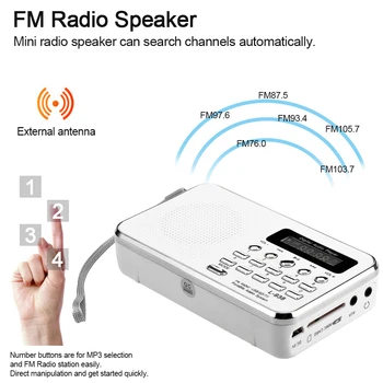 

Mini FM Radio 3W MP3 Stereo Music Players Speaker Portable Digital Radios Support USB Drive TF SD MMC Card AUX-IN Earphone-out