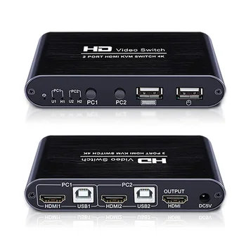 

JONSNOW HDMI KVM Switch 2 Port USB Switch 4K VGA Switcher Splitter Box For Keyboard Mouse Monitor Printer Connections