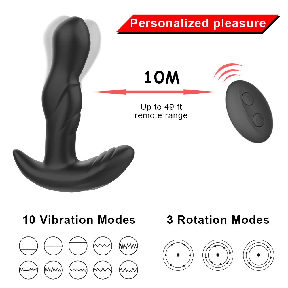 Massaggiatore vibrante prostata butt plug plug anale vibratore rotazione a 360 gradi stimolazione del punto G giocattolo del sesso Fo_voghion.com
