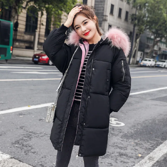 

2019 down Jacket Korean-style Mid-length Loose-Fit Large Fur Collar Cotton-padded Clothes Large Size Coat Fat Mm AliExpress