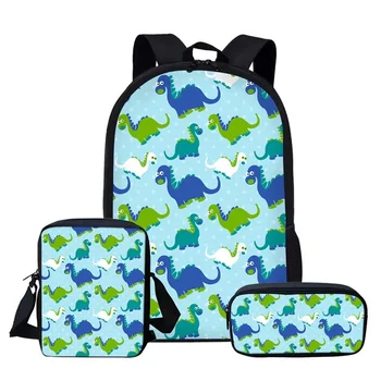 

3Pcs/set 3D Cartoon Dinosaur pattern Animals World Schoolbag Jurassic Dinosaur Kids Backpack Children Mochila Escolar
