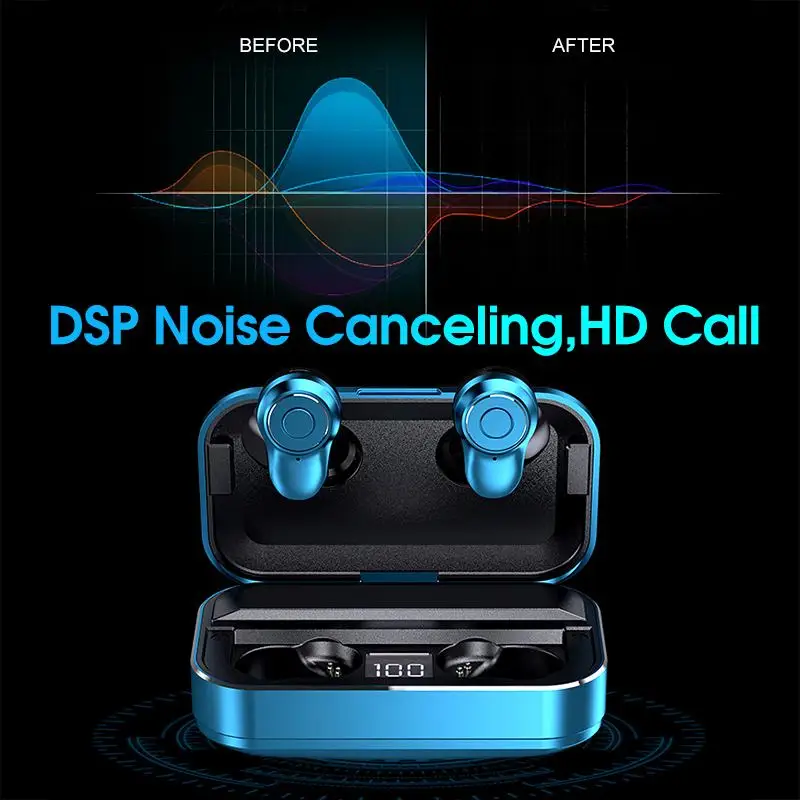 LEORY TWS bluetooth Earphone DSP Niose Cancelling Gaming Earbuds Stereo Smart Touch HD Call Sport Wireless Headset with Mic