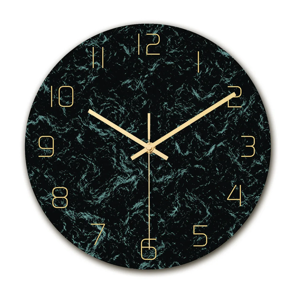 Clock005 светильник, роскошные мраморные настенные часы, акриловый материал, УФ-часы с принтом, украшение для гостиной