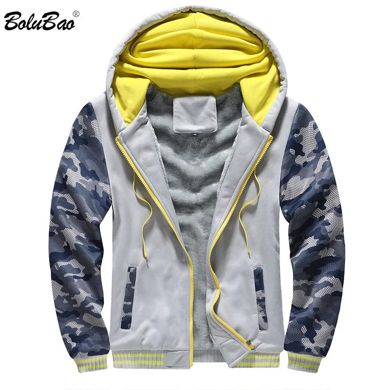 

BOLUBAO Fashion Brand Men Casual Hoodies Winter Men's Camouflage Hoodies Sweatshirts Plus Velvet Thick Hooded Sweatshirts Male
