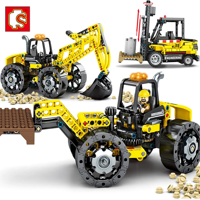 SEMBO Technical Mobile Crane Creative Expert Bulldozer Excavator City Engineering Truck Building Blocks Toys Children Gift | Игрушки и