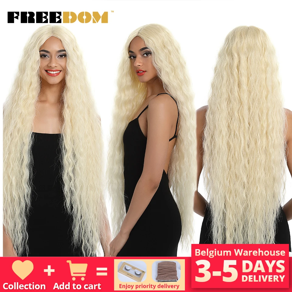 Freedom Synthetic Lace Front Wigs 40 Inch Supper Long Deep Natural Wave Ombre Blond 613 Color Hair Wigs For Black Women Fashion Synthetic Lace Wigs Aliexpress