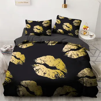 

3D Custom Design Modern Duvet Cover Sets Black Bed Linen Pillow Covers 200*230cm Twin Double Queen King Size Kiss Bedding Set