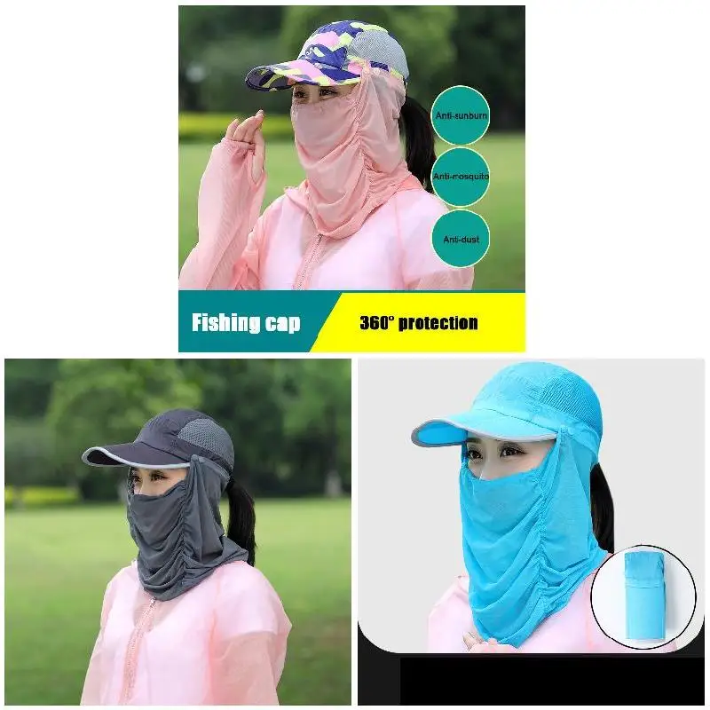 Newly Removable Fishing Hat UV Protecting Breathable Fishing Cap with Neck Face Cover Outdoor Hiking