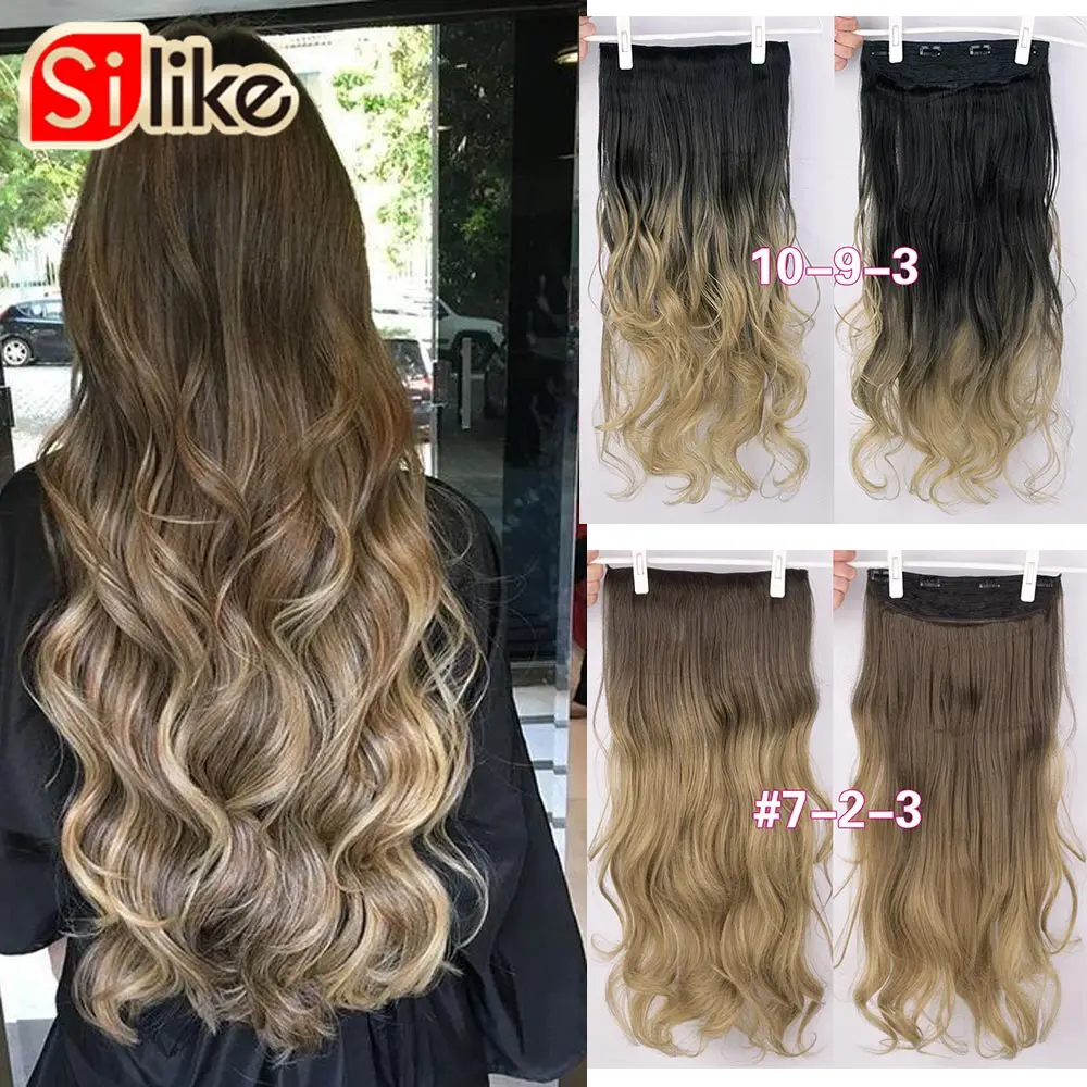 Silike 210g Body Wave Clip In Hair Extensions 32 inch 17 Colors Synthetic Heat Resistant Fiber Clips Extension | Шиньоны и парики