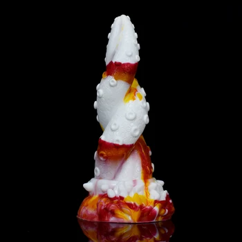 FAAK New large anal plug yellow dragon erotic design twist octopus leg textured silicone suck animal dildo sex toys for women 3