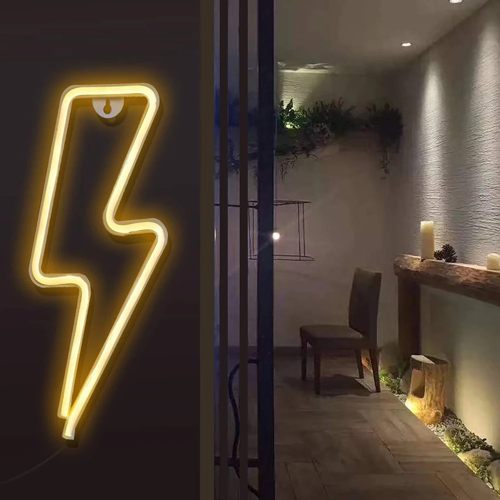 Cool Lightning Neon Sign Wall Decoration, Lâmpada