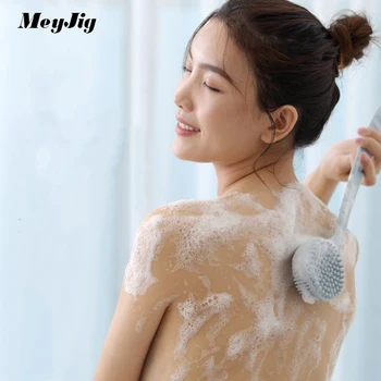 

Exfoliating Brush Bast Wisp Wash Silicone Long Handle Double-Sided Bath Brush Scrubber Shower Accessories Cleaning For Bod