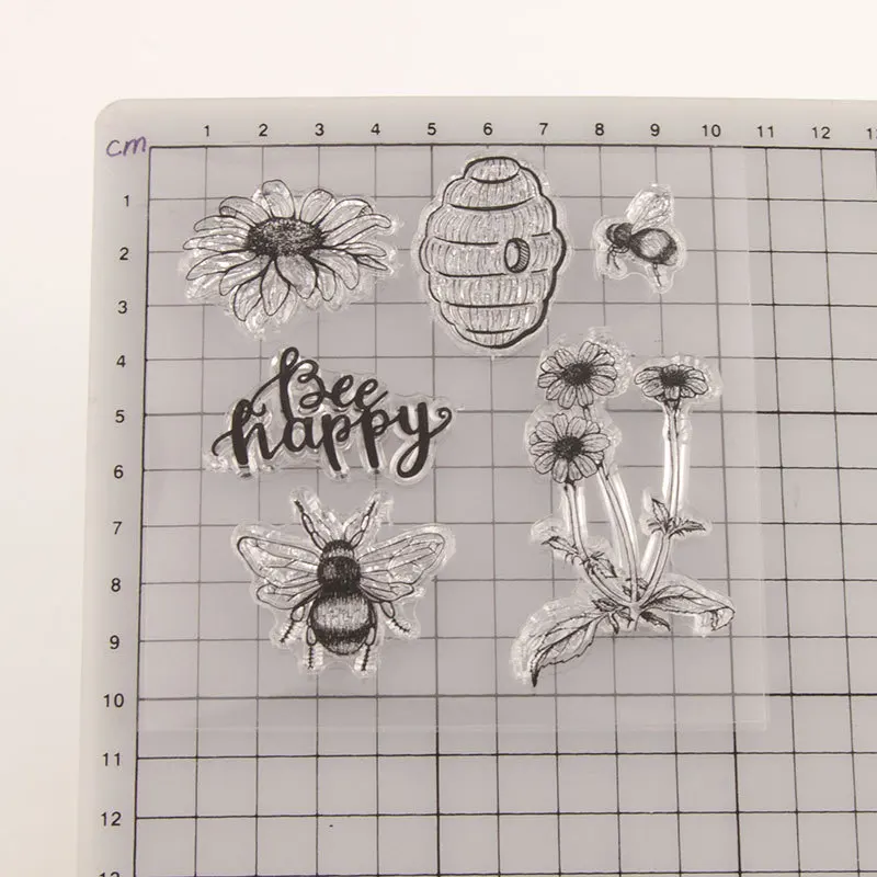 Bee Happy Clear Stamps DIY Scrapbooking Craft Supplies Rubber Silicon Seals Card Album Hobby ink pad Stamping