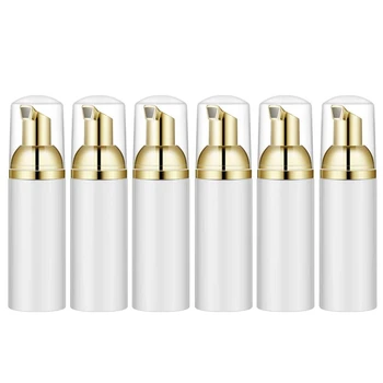 

50ML/1.7Oz Foam Bottle with Gold Pump, 6Pcs, Empty Travel Foaming Dispensers for Soap, Shampoo, Gold+White