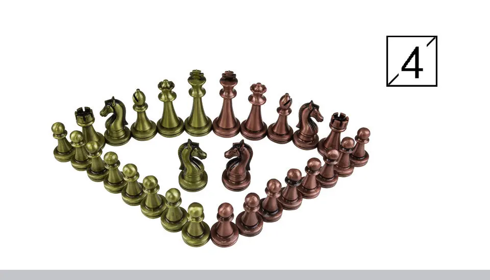 Yernea Folding Chess Games Set Metal Chess pieces Solid Wood Chessboard Mounted Synthetic Leather High-quality Table Games (5)