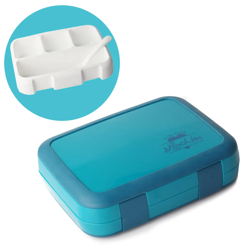 Ланч-бокс для микроволновки герметичная Bento коробка для детей несколько сетки переносной пищевой контейнер - Цвет: Синий