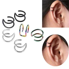 1 шт. клипсы обертывание серьги козелок нержавеющая сталь 2 кольца ухо манжеты клип нос кольцо поддельные пирсинг ювелирные изделия для тела Dilataciones