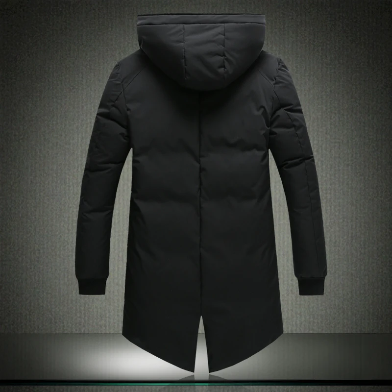 Новые мужские зимние брендовые высококачественные куртки с капюшоном на 80% белом утином пуху мужские пуховики с капюшоном зимние длинные теплые пальто