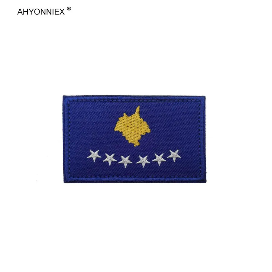 AHYONNIEX 1 шт. Кувейте Молдавия Бруней, Шри-Ланки, флаг страны, заплатки, нарукавные наклейки на рюкзак, значок для одежды, аппликация DIY - Цвет: Kosovo