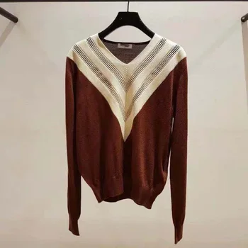 

Women Sweater 2019 Autumn and Winter New Sweet Hook Flower Hollow Long Sleeve Long Sleeve Color V-neck Sweater Top