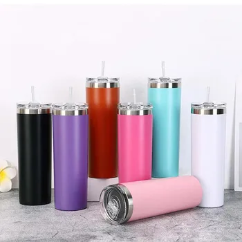 

25pcs 20oz 30oz Skinny Tumbler Double Wall Stainless Steel Vacuum Tumbler Vacuum Insulated Straight Cups Flask Beer Coffee Mugs