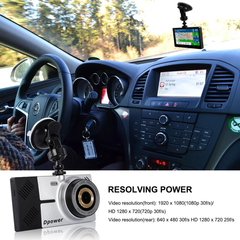 Dpower D05 подсветка сенсорный экран зеркало для вождения+ gps отслеживание gps навигация циклическая запись ночное видение