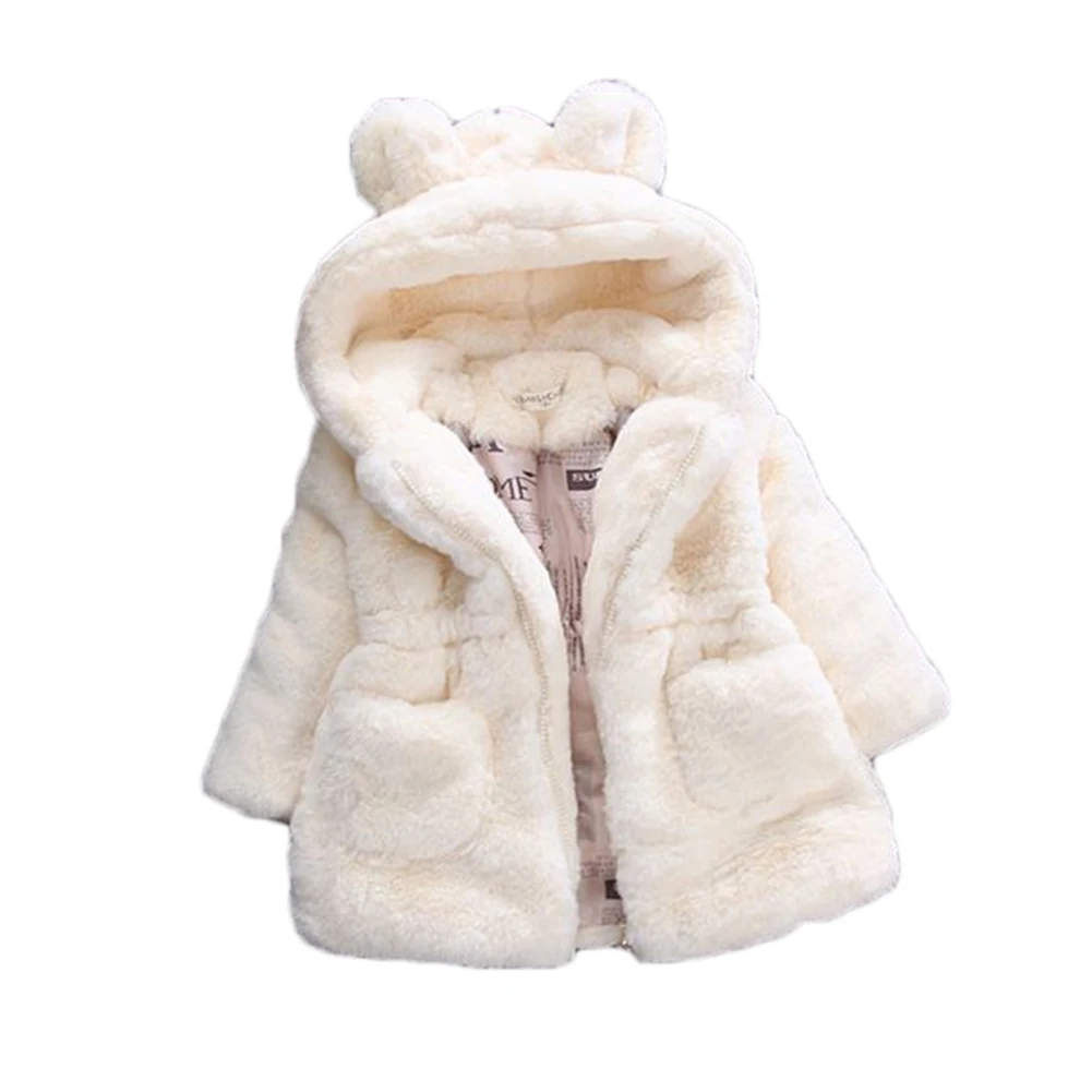 Детская одежда; куртки для девочек; детское модное пальто с капюшоном для малышей; свитер с заячьими ушками; Детское пальто с искусственным мехом; зимняя одежда