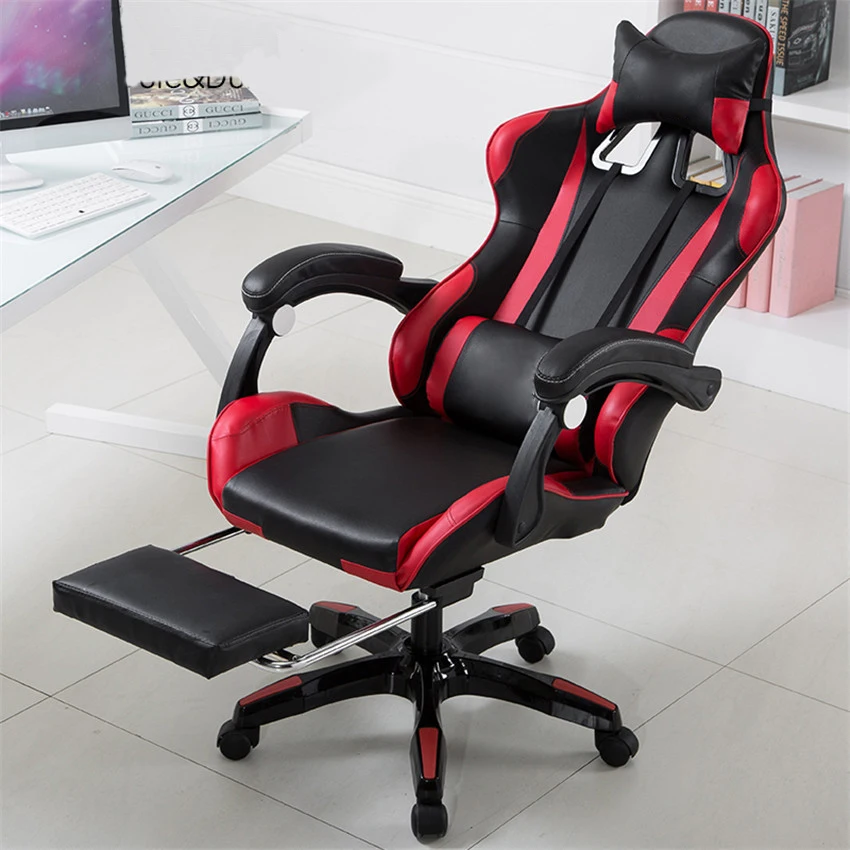  Adjustable Office Chair With Footrest Ergonomic High-Back Faux Leather Racing Style Reclining Compu