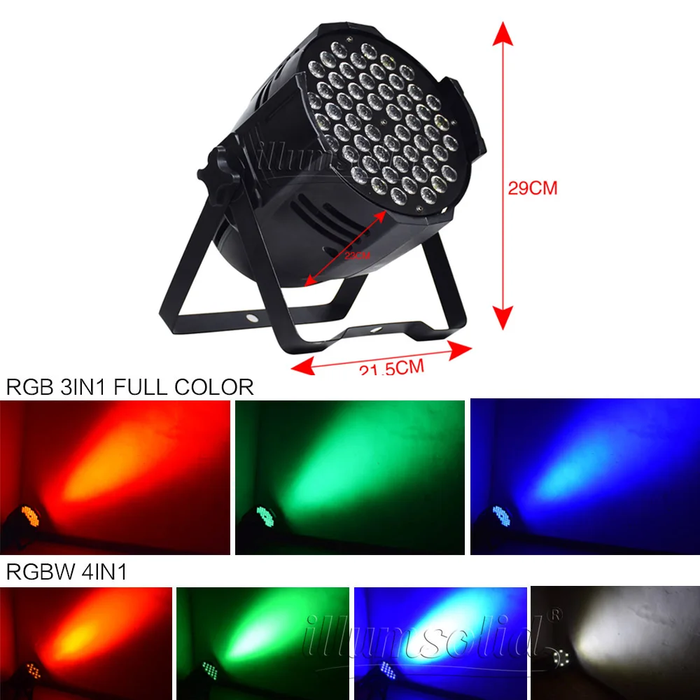 2 шт. алюминиевый 54*3 Вт RGBW Led Par Светильник 54x3 RGB 3in1 DMX сценический светильник 18x15