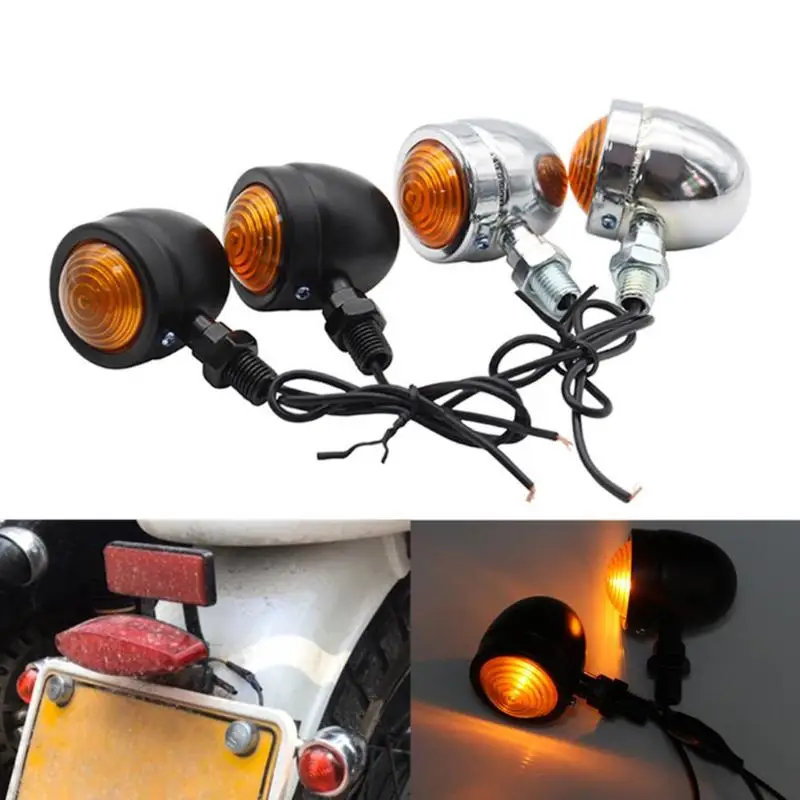 

1 Pair Mini Retro Motorcycle Turn Signal Lights 1-Wire Motorbike Blinkers LED Brake Running Lights Turn Signals Indicators