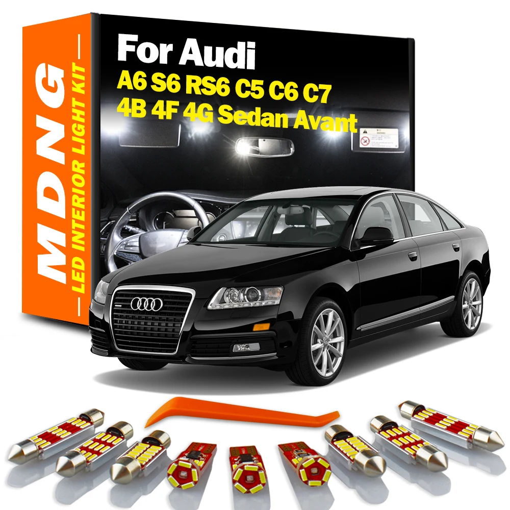 

MDNG Canbus For Audi A6 S6 RS6 C5 C6 C7 4B 4F 4G Sedan Avant LED Interior Lights Kit Map Dome Trunk Lamp No Error Car Bulb