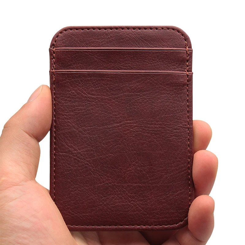 Mini PU Leather ID Business Card Holder Women Men Multi Slot Slim Solid Color Driver License Case Ticket Credit Card Bag