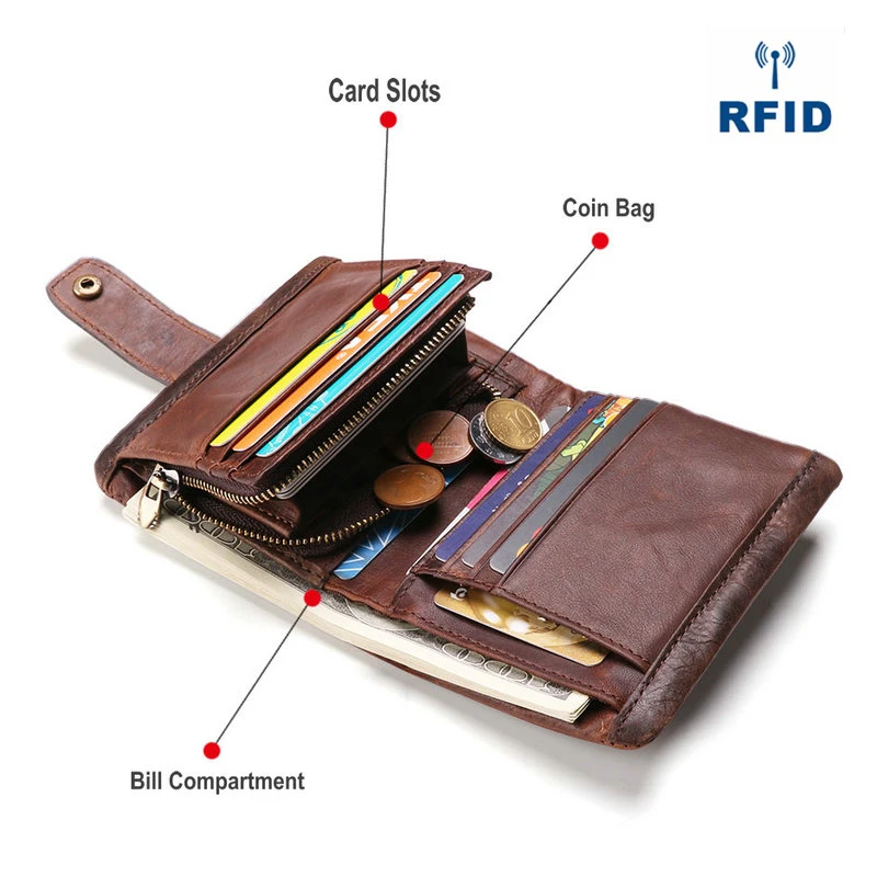 GENODERN, Новое поступление, Ретро стиль, RFID, мужской кошелек, натуральная кожа, мужской кошелек с карманом для монет, с пряжкой, стильный кошелек для мужчин