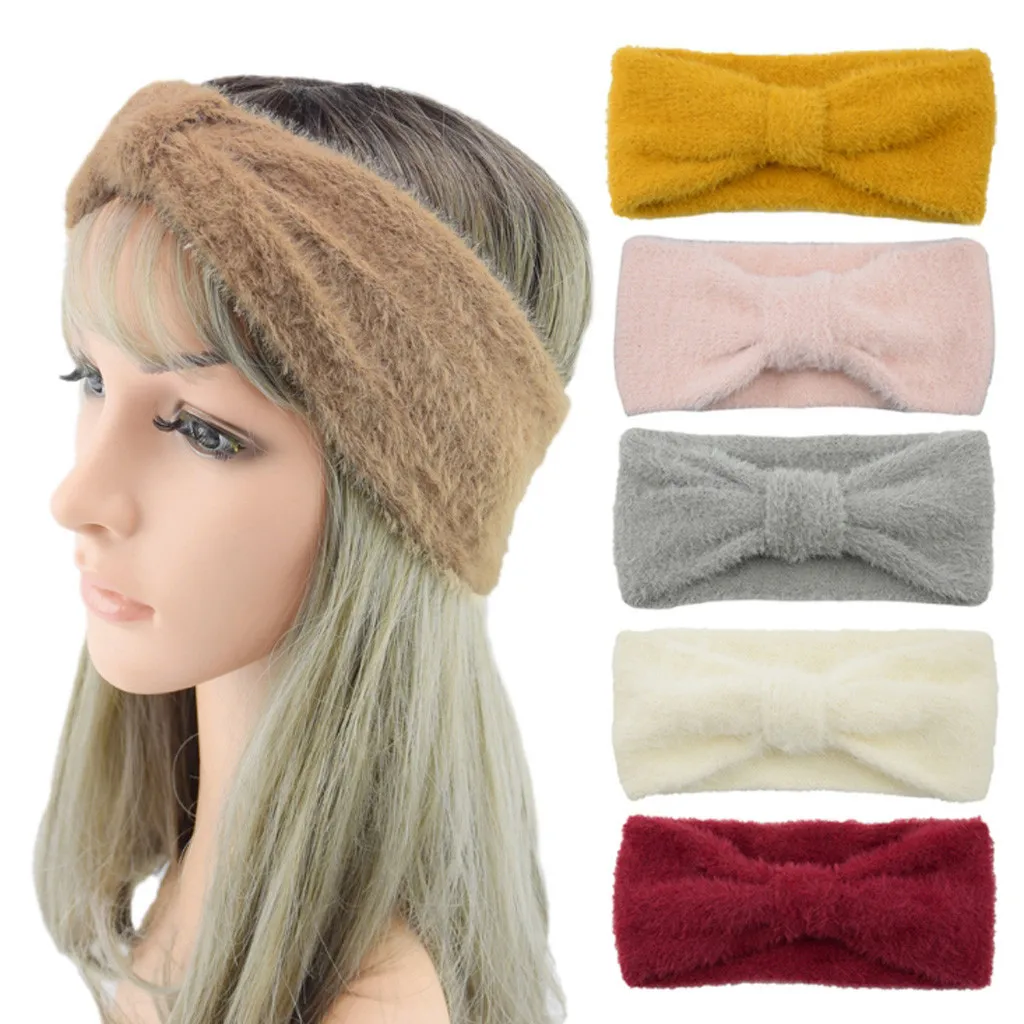 

Fashion Women Thermal Hand Knitting Wool Head Hairband Sweet Girls Hair Hairband Winter Warmer Ear Knitted Headband Turban NEW