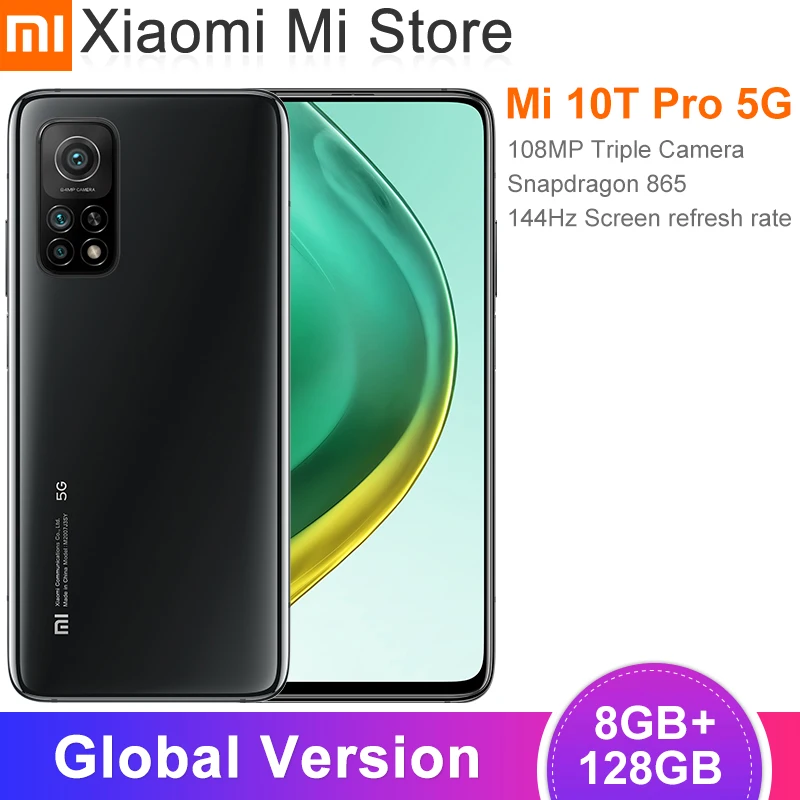 Versión Global Xiaomi Mi 10T Pro Smartphone 8 GB RAM 128 GB ROM Snapdragon 865 Octa Core 144Hz 108MP cámara trasera 6,67