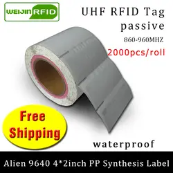 Rfid-теги UHF стикер чужой 9640 EPC6C полипропиленовая бумага 915mhz868mhz860-960MHZ Higgs3 2000 шт. Бесплатная доставка клей пассивный RFID метки