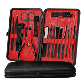 

16pcs Manicure Tool Kit Portable Nail Clippers Set with Acne Needle Nail File Trimmer Eyebrow Scissors Dead Skin Removal Tool