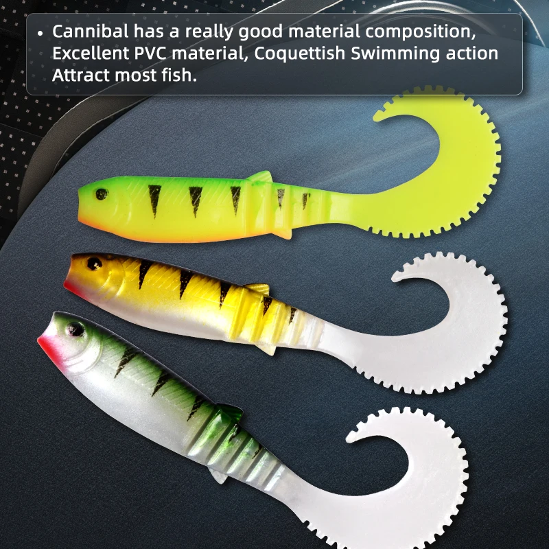6pcs Cannibal Baits Artificial Soft Fishing Lures Wobblers Silicone Shad Bass 